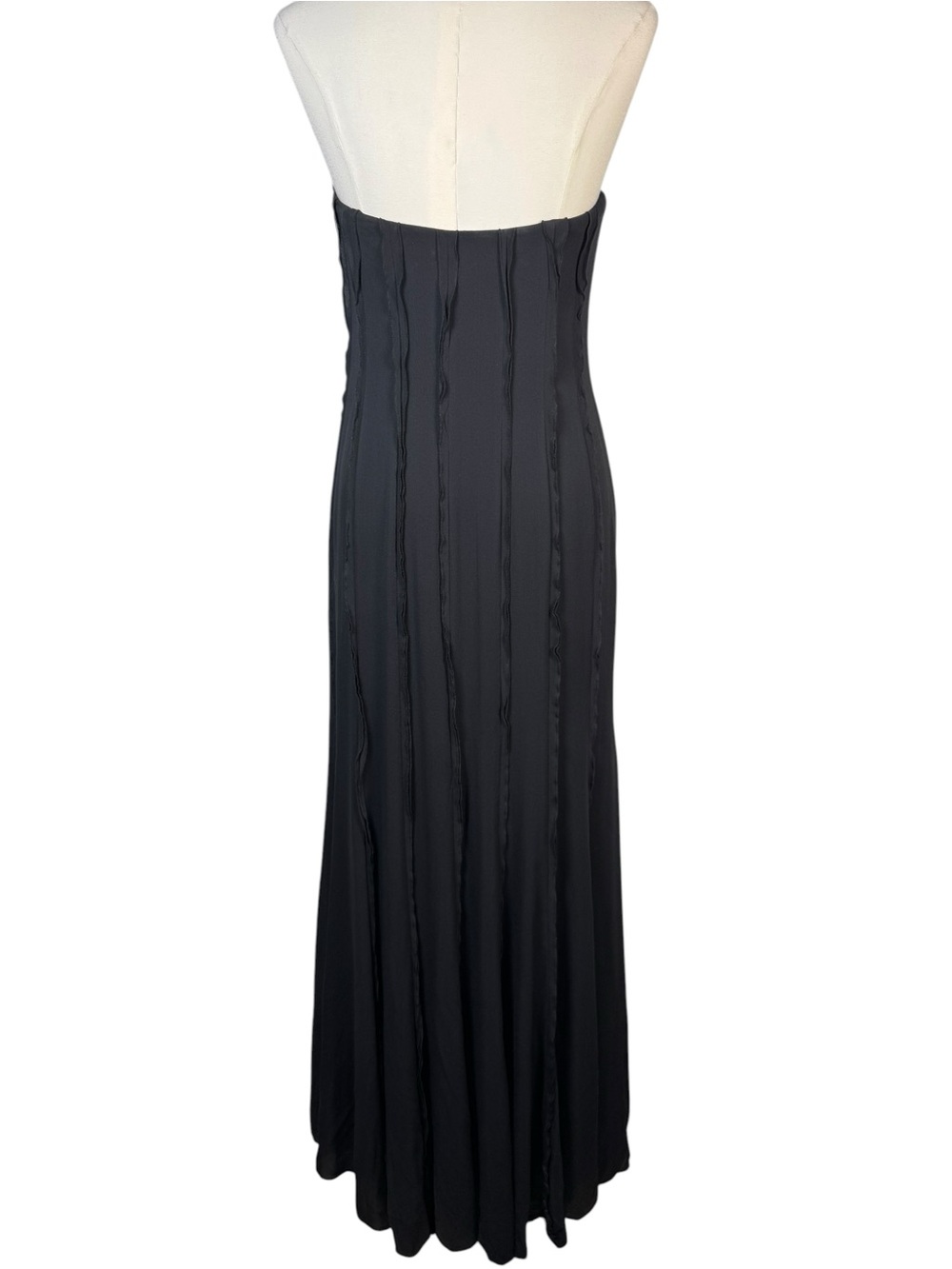 Ann Taylor Black Silk Strapless Evening Gown Maxi Dress A-Line Built-In Bra Sz 8 - Picture 5 of 10